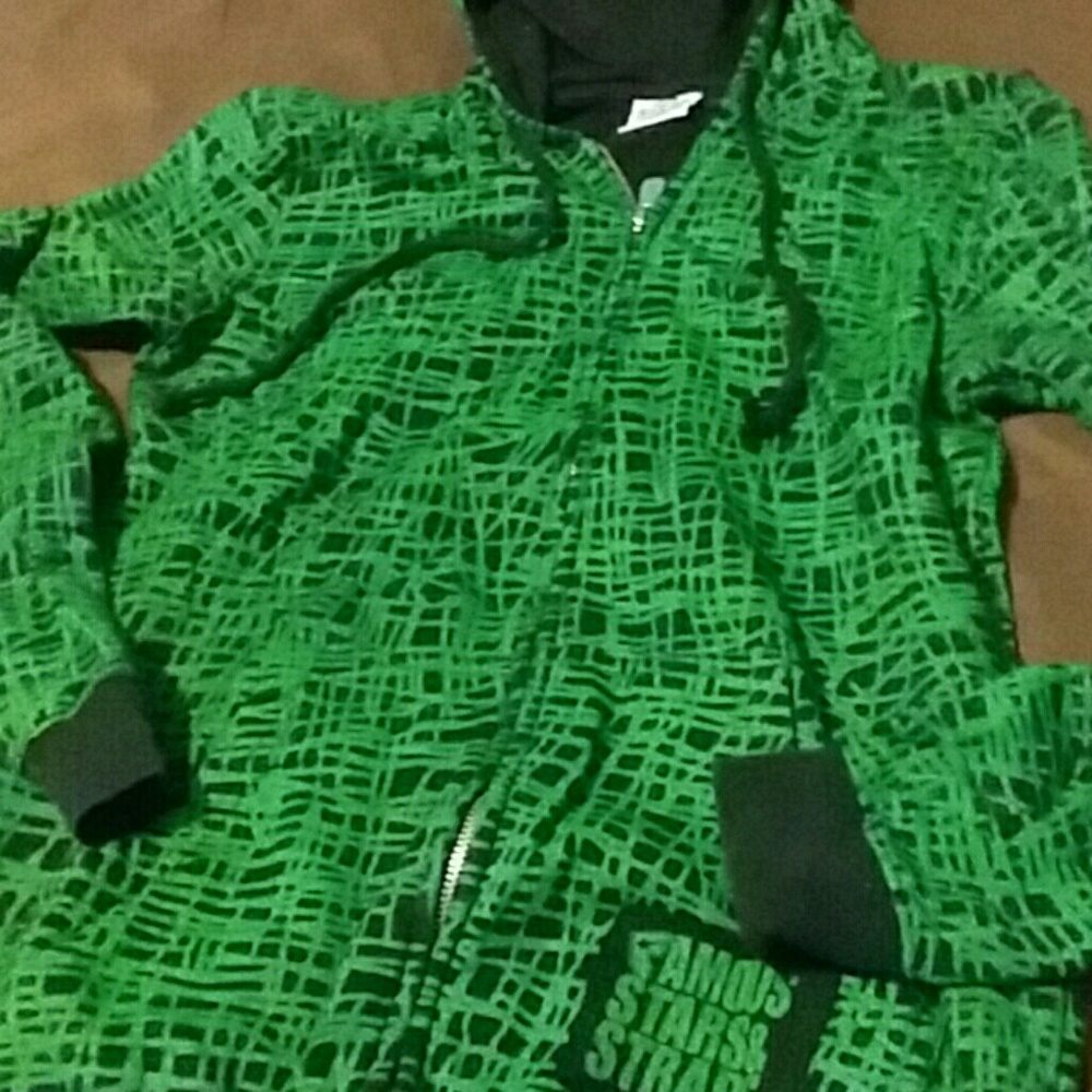 Famous Stars & Straps Black & Green Hoodie Size Sm
